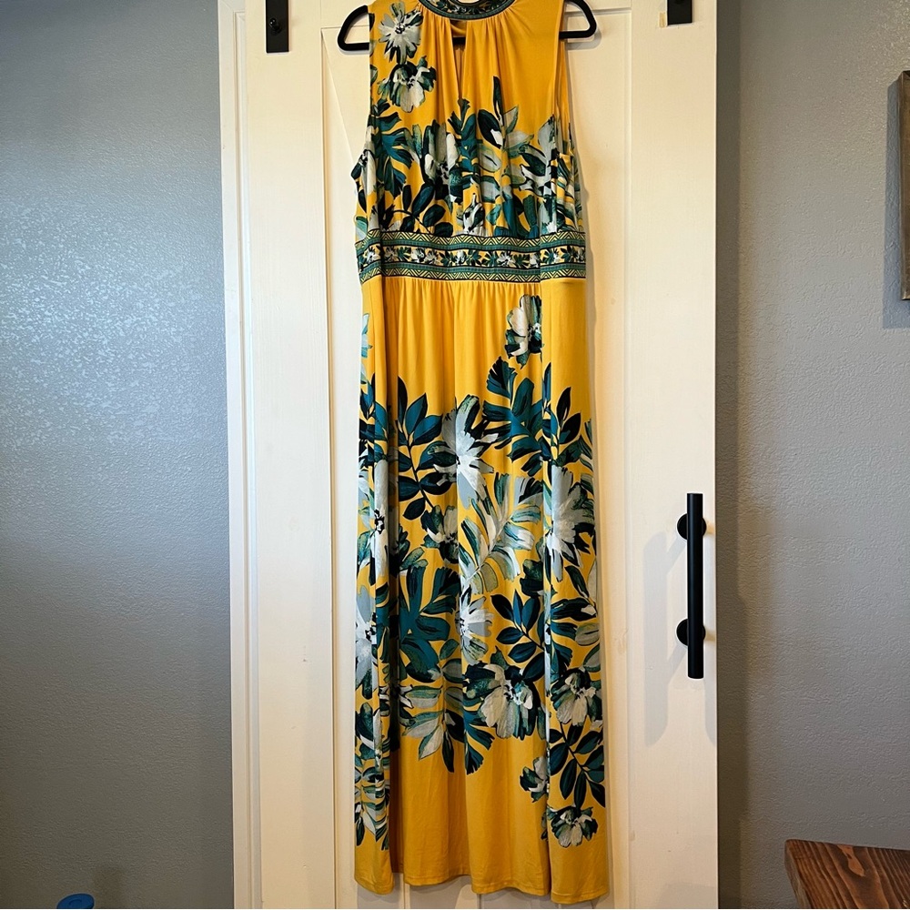 Wisp Floral Yellow Maxi Dress 20w
